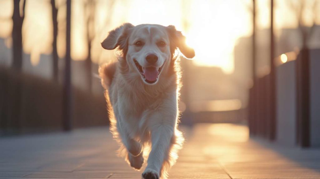 un chien qui court