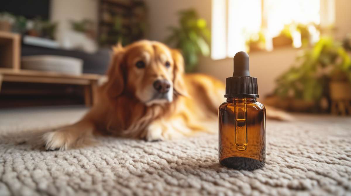une huile cbd et un chien